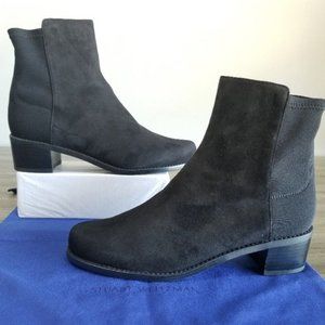 Stuart Weitzman Easyon Reserve (5050) Bootie Black Suede/Stretch GABRDNE